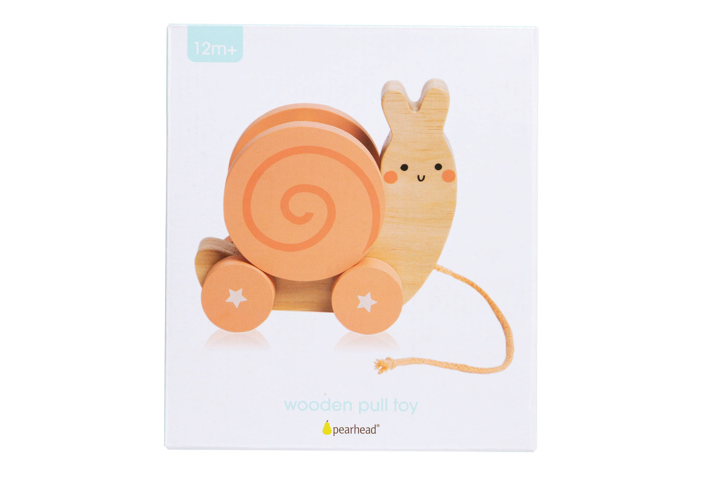 Pearhead - Snail Wooden Pull Toy, Rattle Shell, Baby or Toddler Toy