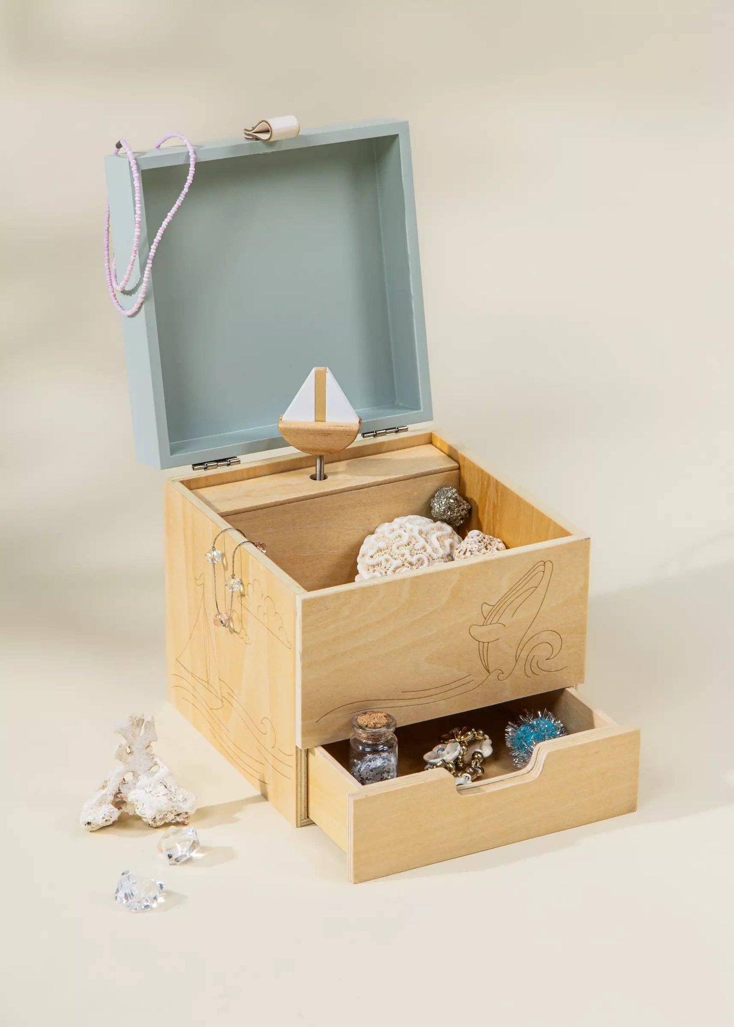 Coco Village - Wooden Musical Souvenir Box - Ocean