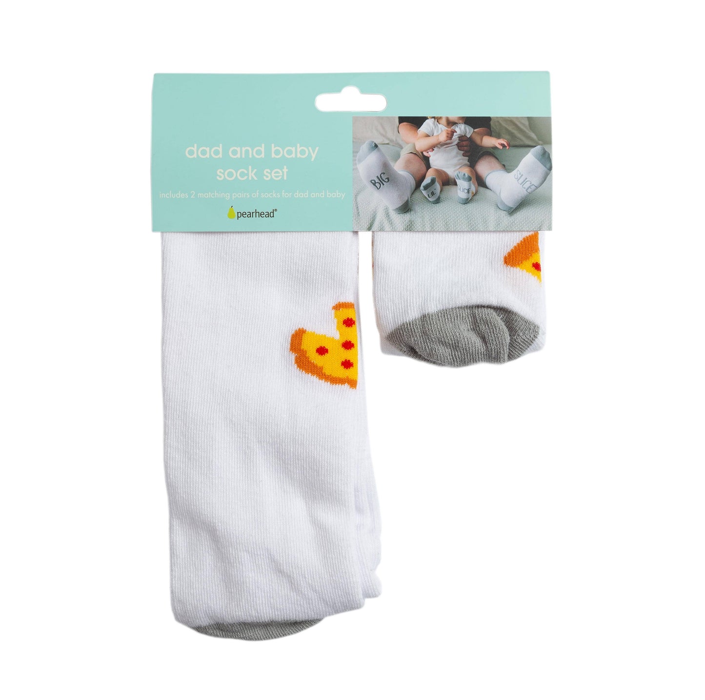 Pearhead - Daddy & Me Matching Pizza Sock Set, Father's Day Gift