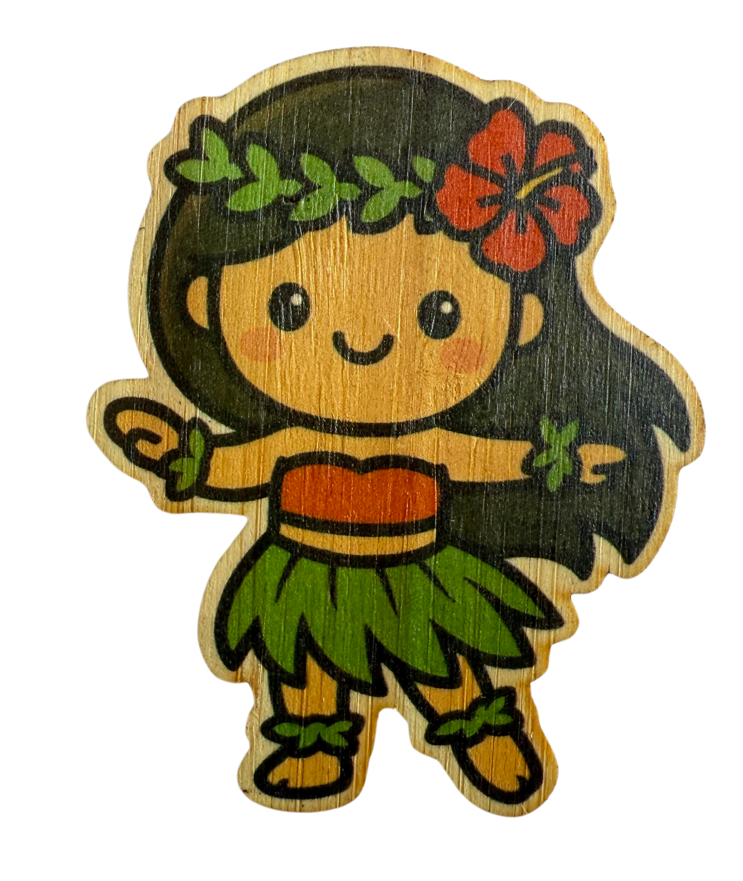 Bamboo Wood Stickers - Keiki Hula Girl