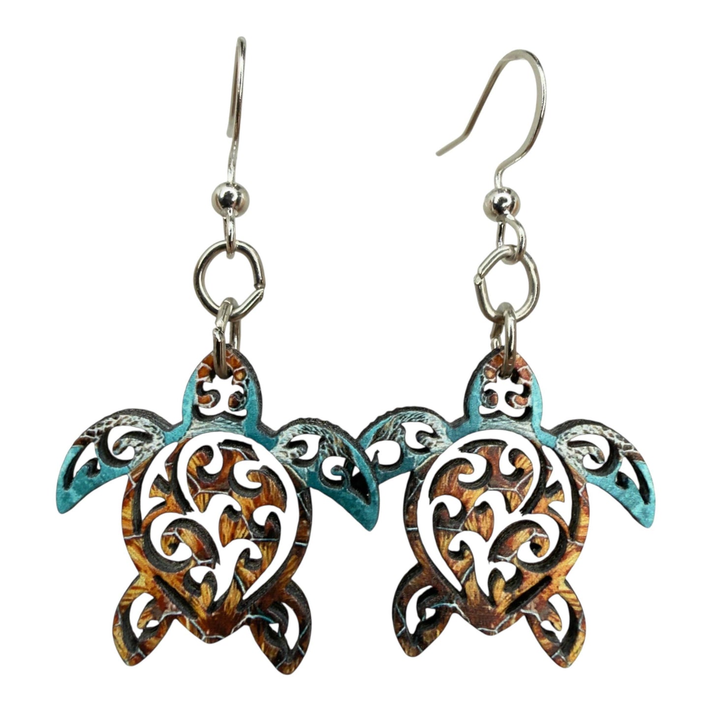 Green Tree Jewelry - Tribal Sea Turtle Earrings #1892