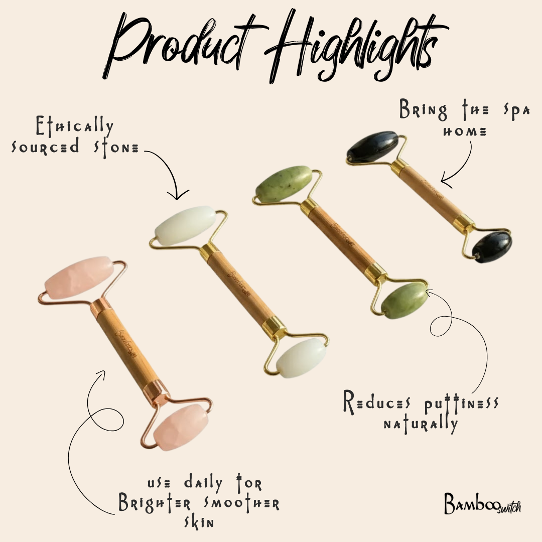 Bamboo Facial Roller | Jade Stone | Earth Day Bestseller