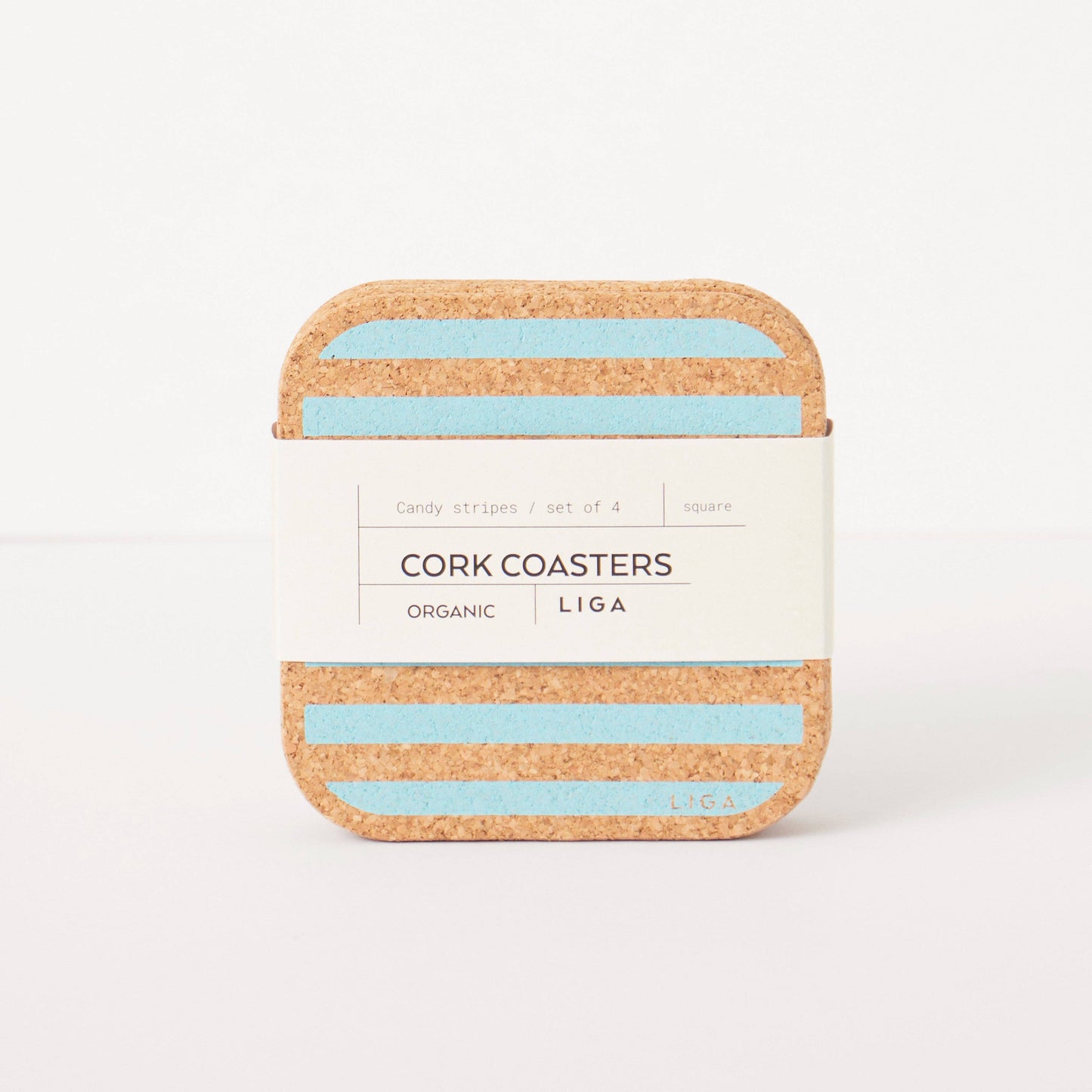 Cork Coasters | Candy Stripes - Blue | Set of 4