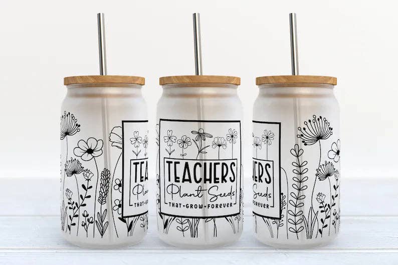 Kate Haven Glass Tumblers for Every Occasion - Teachers Plant Seeds That Grow Forever 16oz Libbey Glass Tumbler