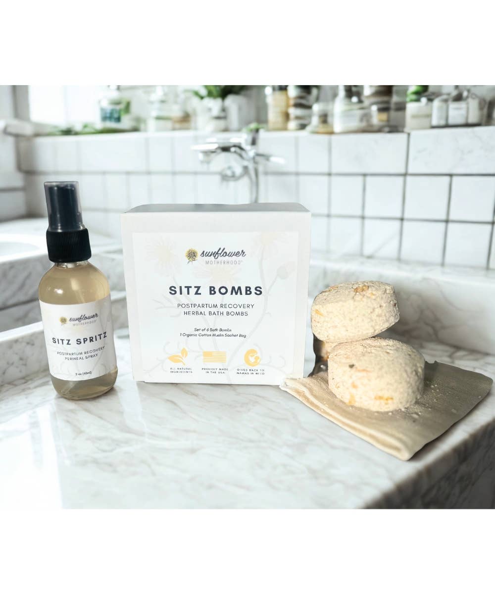 Sunflower Motherhood - Sitz Bombs | Postpartum Recovery Herbal Bath Bombs for Moms