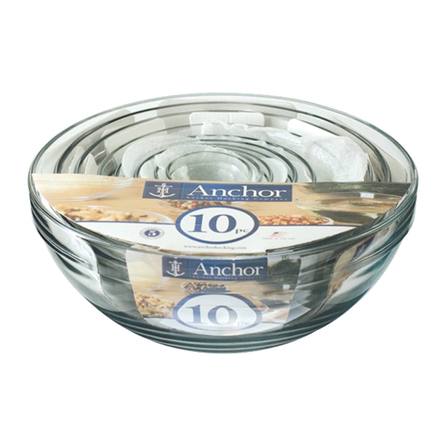 Fox Run Brands - Anchor Hocking Nesting Mixing Bowl, Set 10