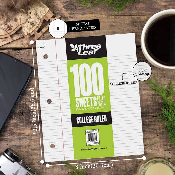 Binder Paper, College Ruled (100 sheet pack)