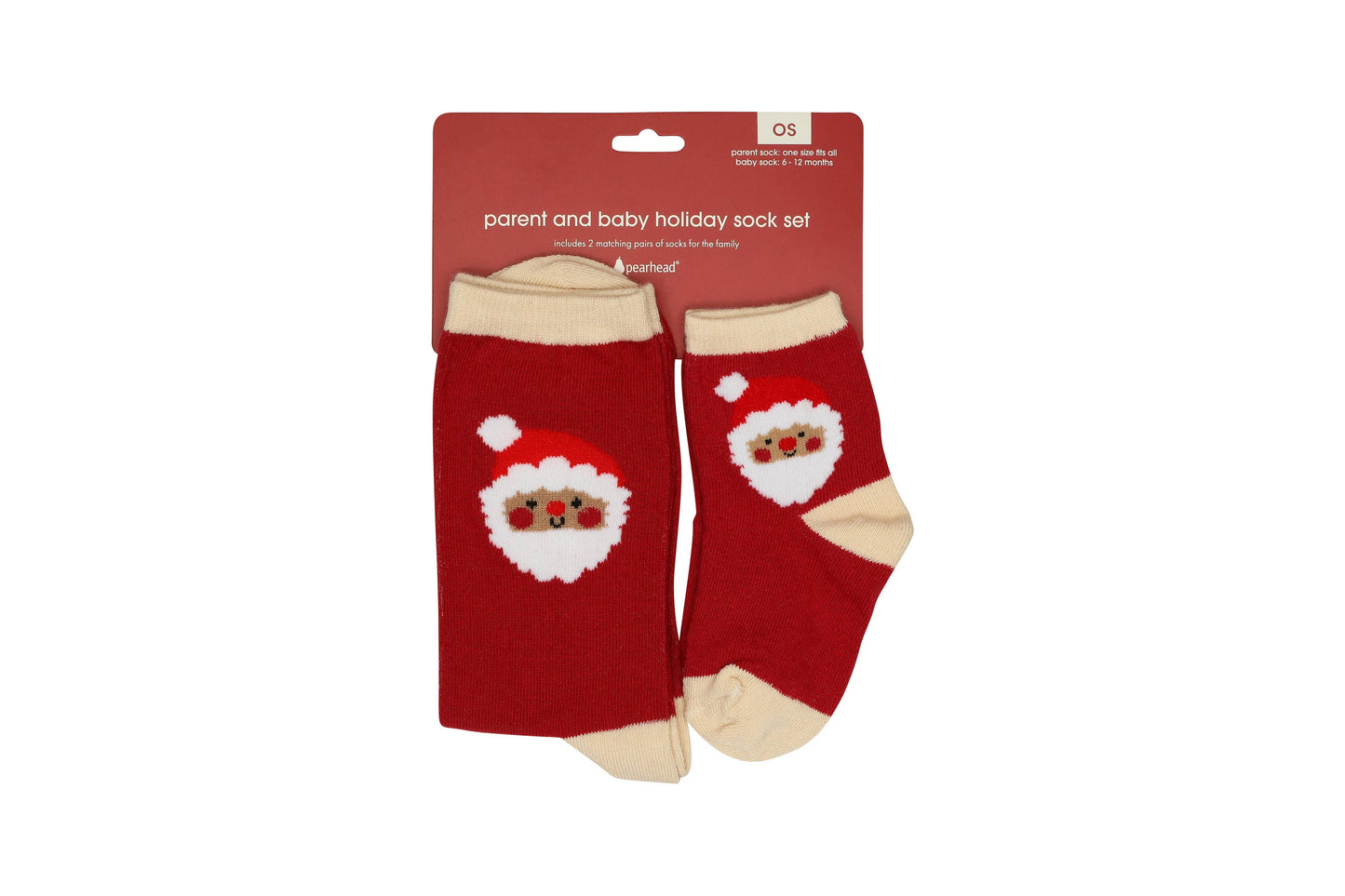 Pearhead - Santa Parent & Baby Christmas Matching Holiday Sock Set