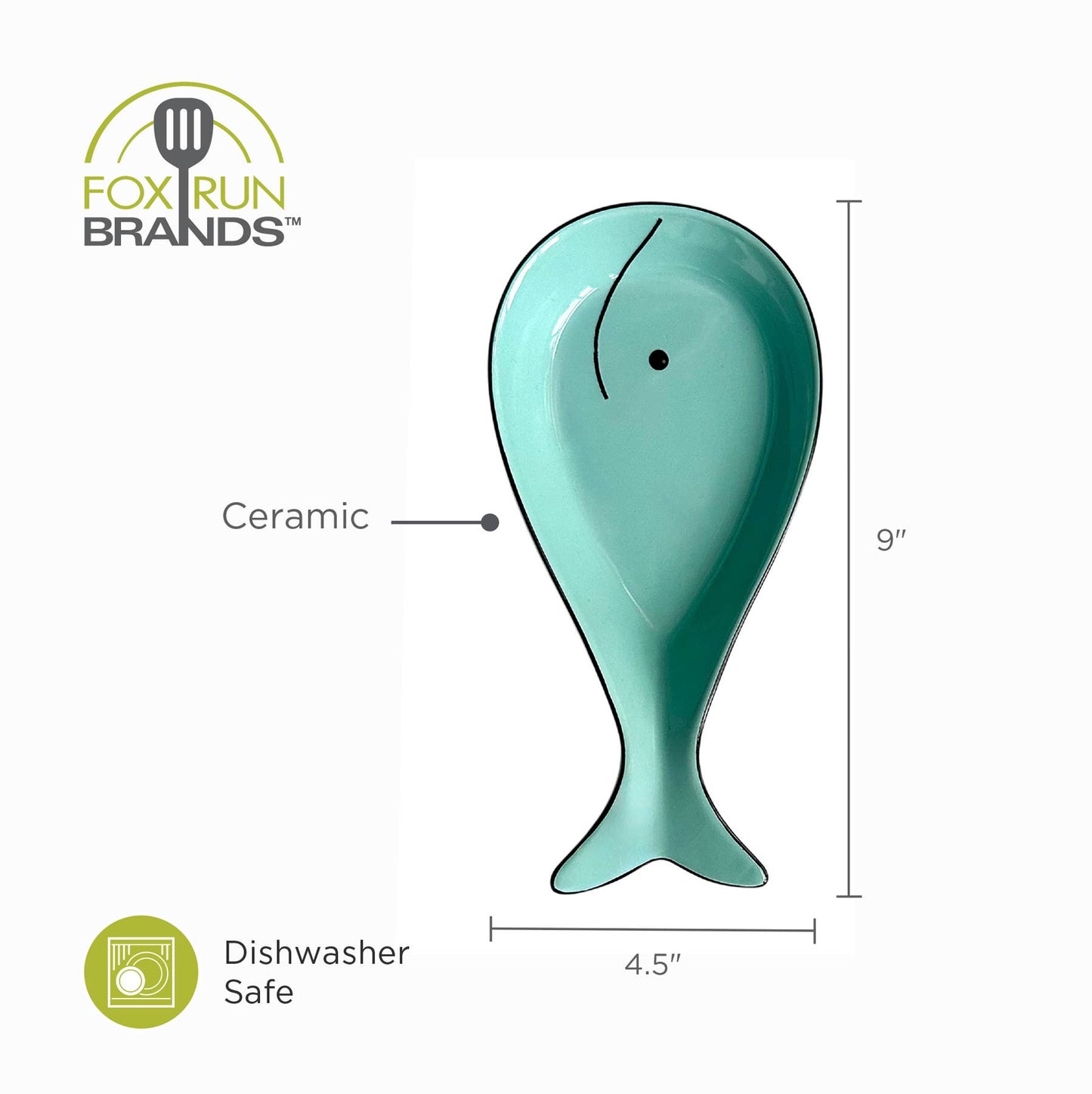 Fox Run Brands - Fox Run Whale Spoon Rest, Ceramic Spoon and Spatula Rest
