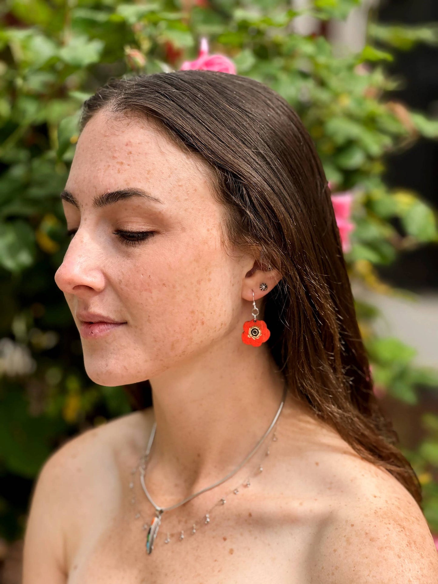 Green Tree Jewelry - Poppy Flower Blossoms Earrings
