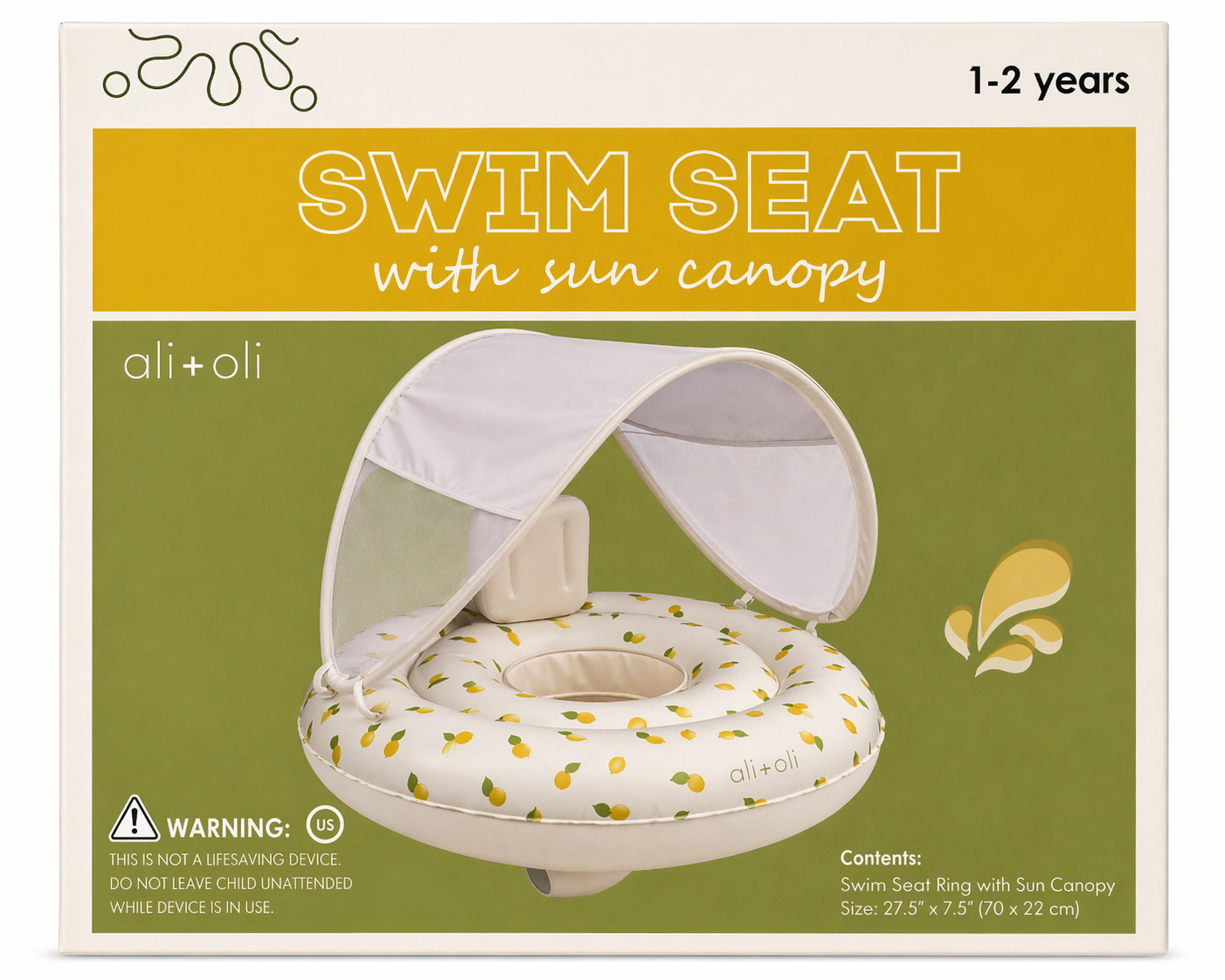 Ali+Oli - Ali+Oli Baby Swim Seat with Sun Canopy (Lemons)
