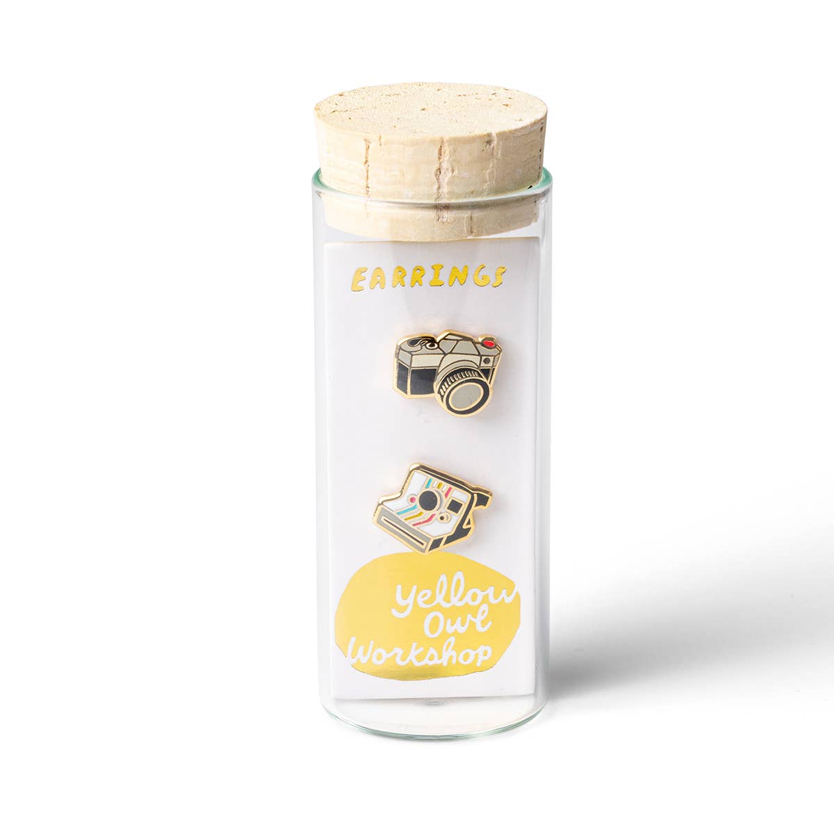 Cameras Earrings | Gold Polaroid Mismatched Studs