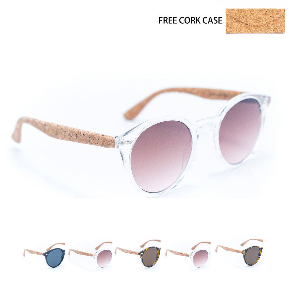 Women's Cork Sunglasses with UV Protection Lenses(Including