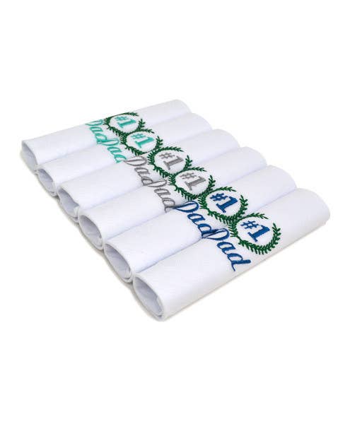 Men's "#1 Dad" Cotton Embroidered Handkerchiefs 6pcs Set