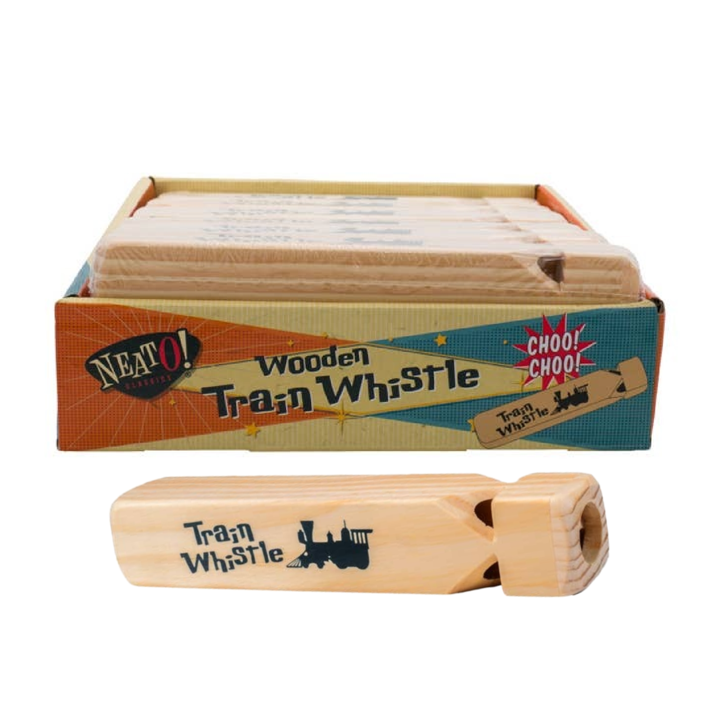 Toysmith - Neato! 7.5" Classic Wooden Train Whistle- Retro Classic