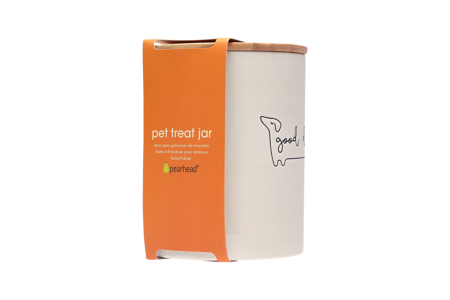 Pearhead - Good Dog Ceramic Treat Jar with Wooden Lid