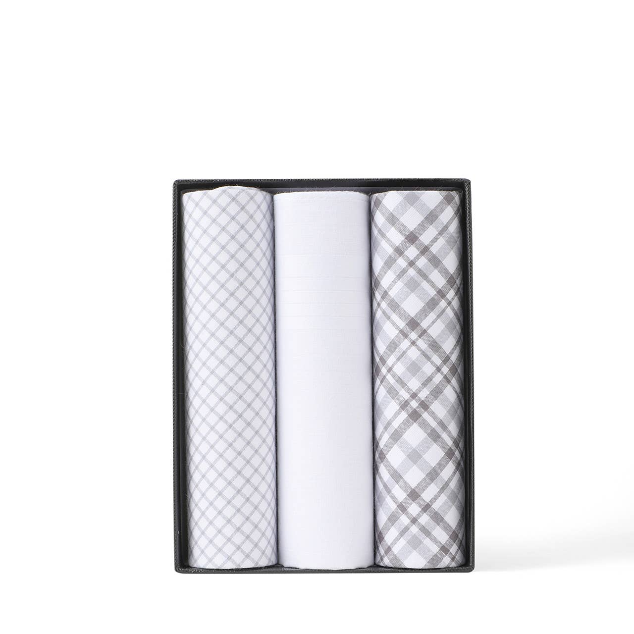 Men's Cotton Solid, Striped & Plaid Gray Handkerchiefs
