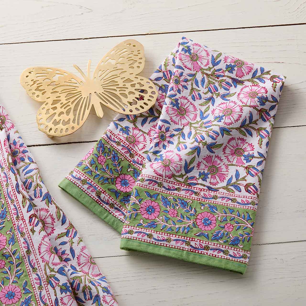 SERRV International - Primrose Block Print Hand Towels - Set of 2