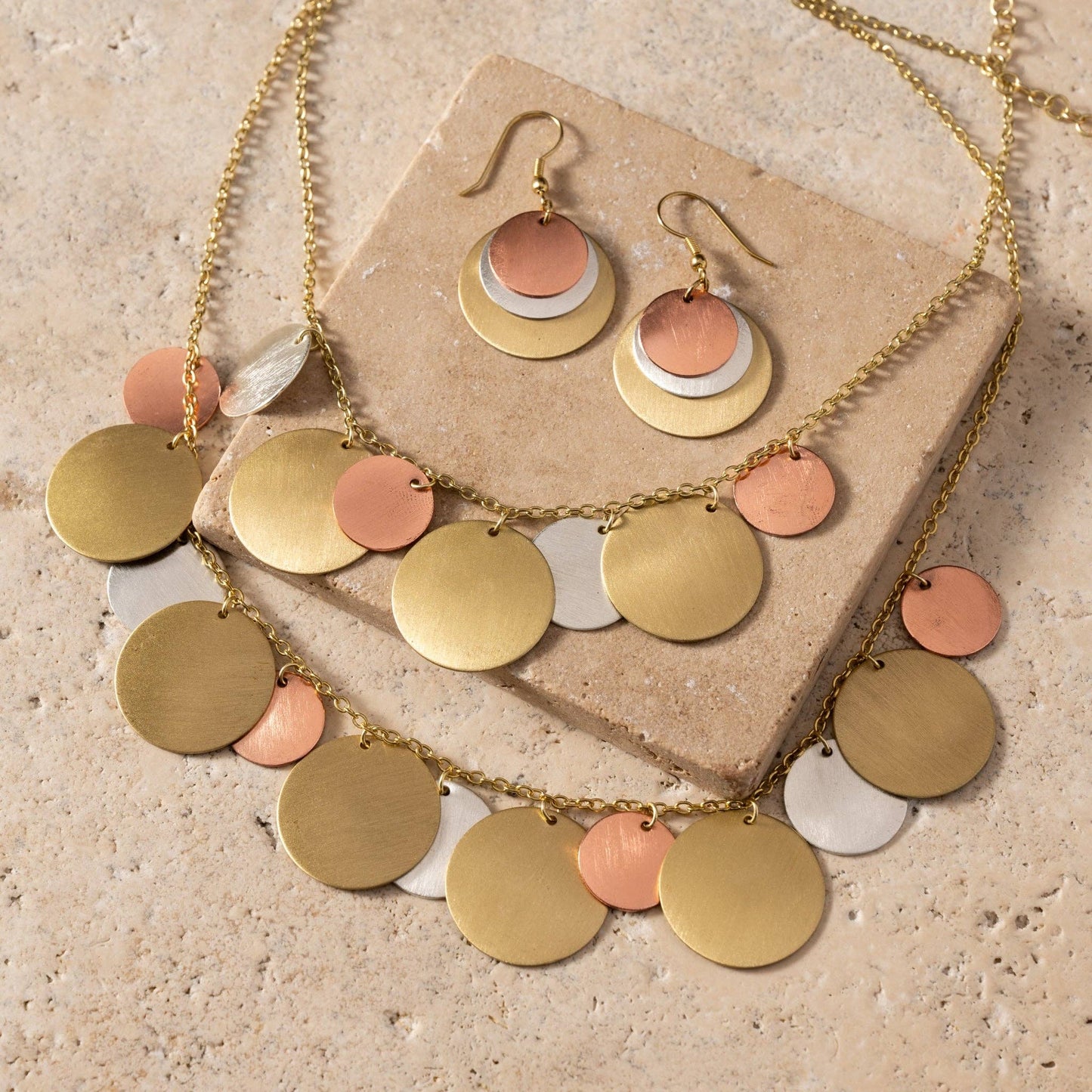 Ten Thousand Villages - Jharana Layered Disc Earrings