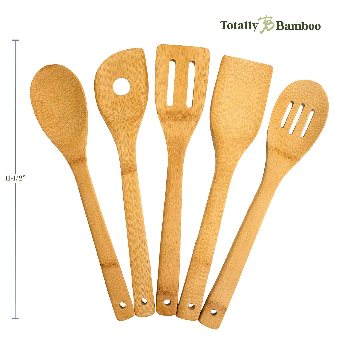 Totally Bamboo - 5-Piece Bamboo Cooking Utensil Set, Dishwasher Safe