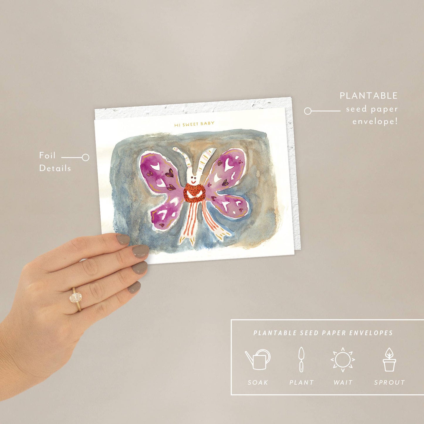 Butterfly In a Sweater - Baby Card