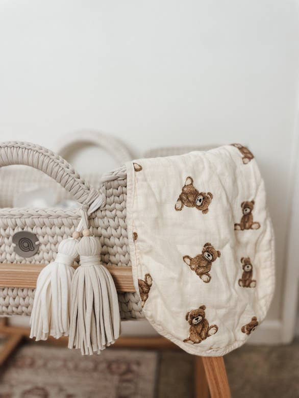 Ali+Oli - Bamboo Muslin Burp Cloth Set 2-Pack (Teddy/Taupe)