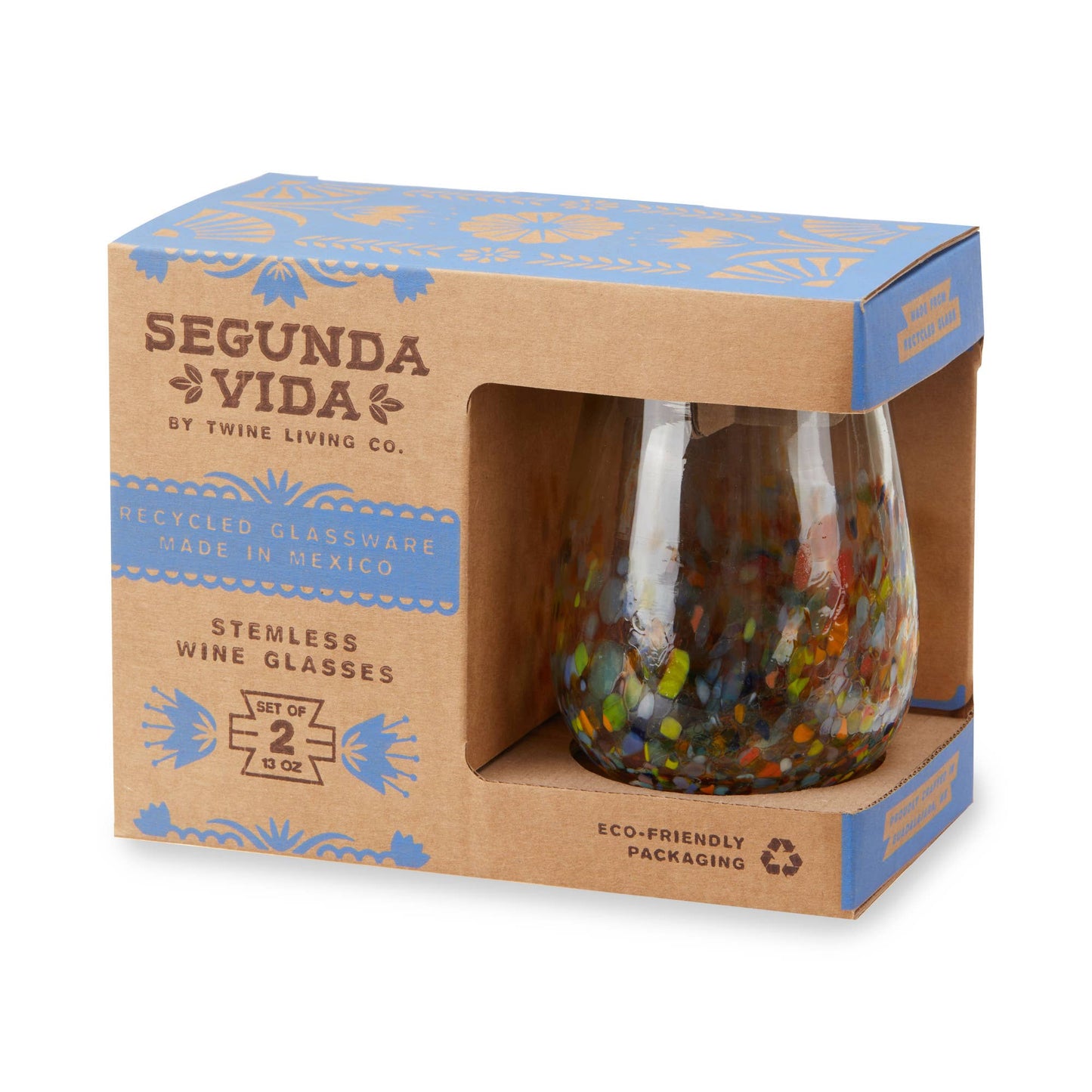 Artistico Recycled Glass Stemless Wine Glasses Set of 2