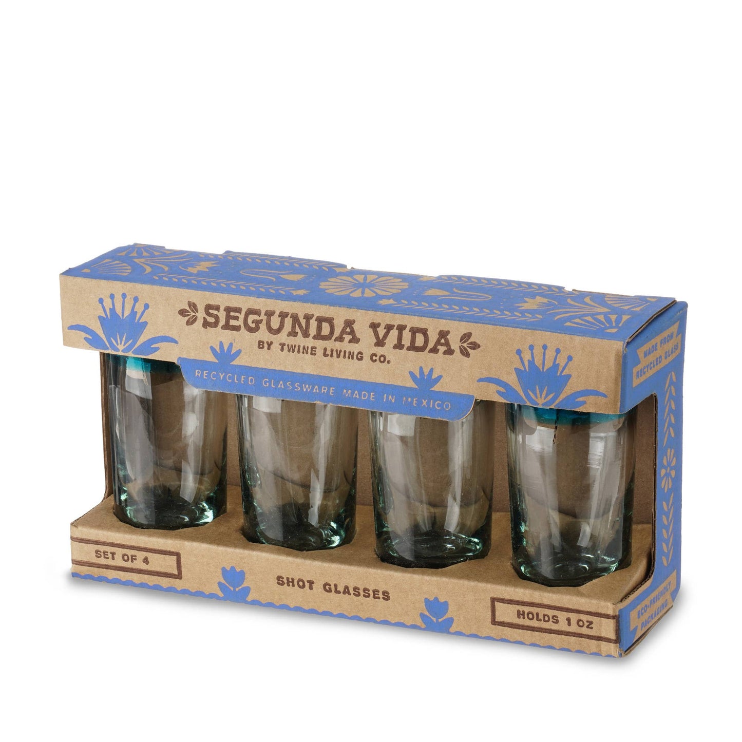 Primavera Hand Blown Recycled Glass Shot Glasses Set of 4