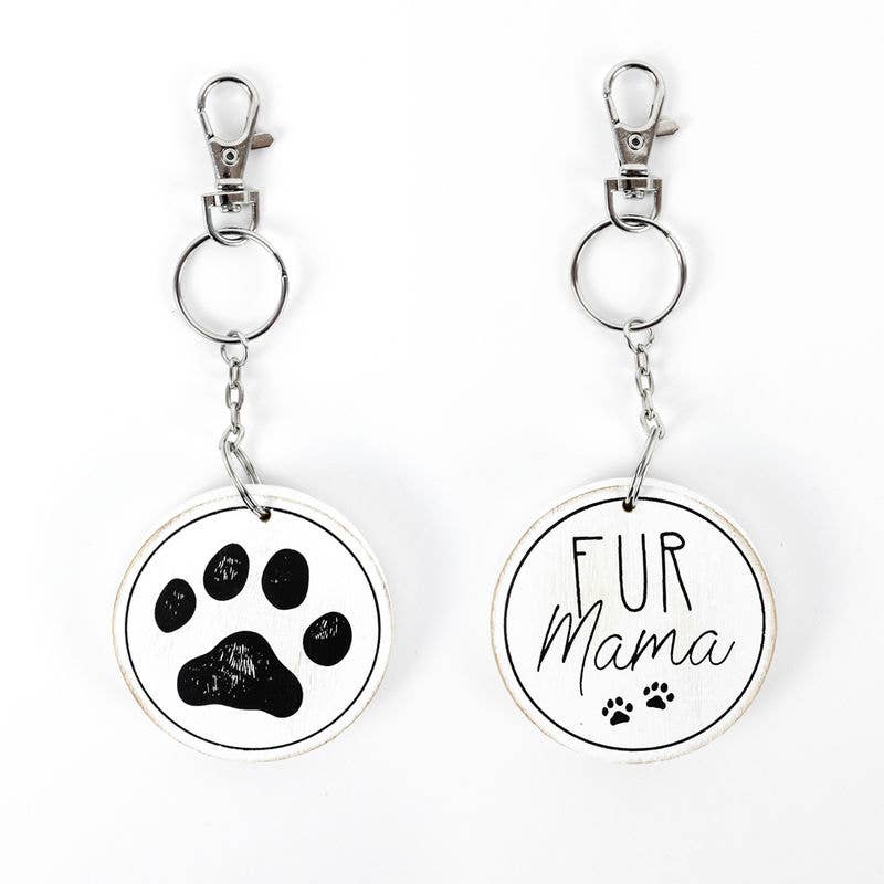 15558-White Fur Mama Key Chain