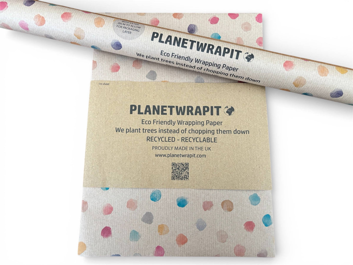 Colour Spots Recycled Kraft Wrapping Paper Gift Wrap