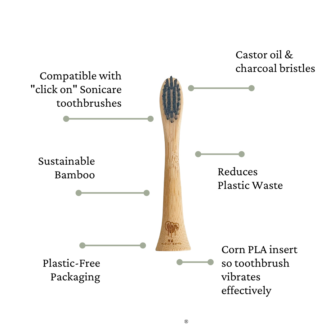 4-Pack Bamboo Electric Toothbrush Heads- Sonicare Compatible