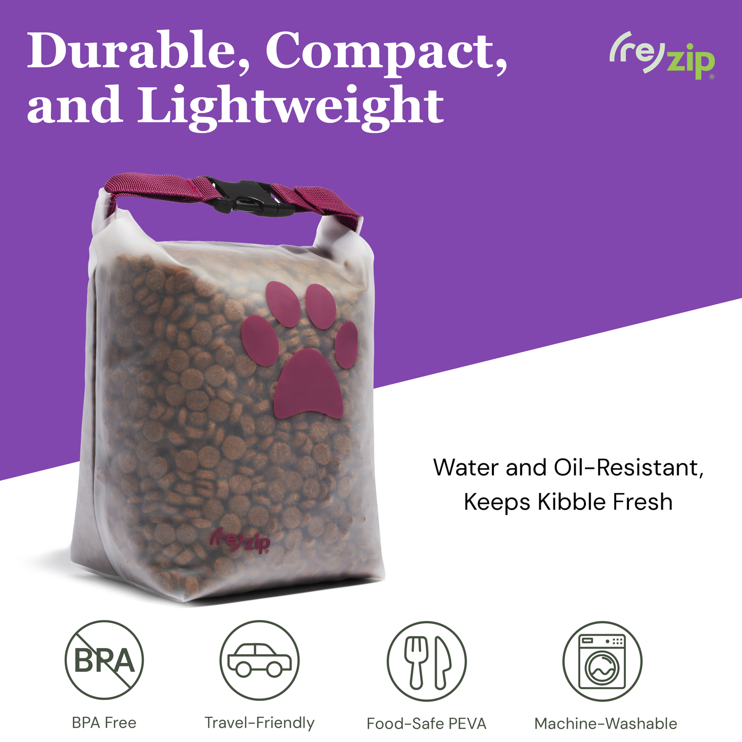 Reusable Roll Top Pet Food Storage Bag - Medium