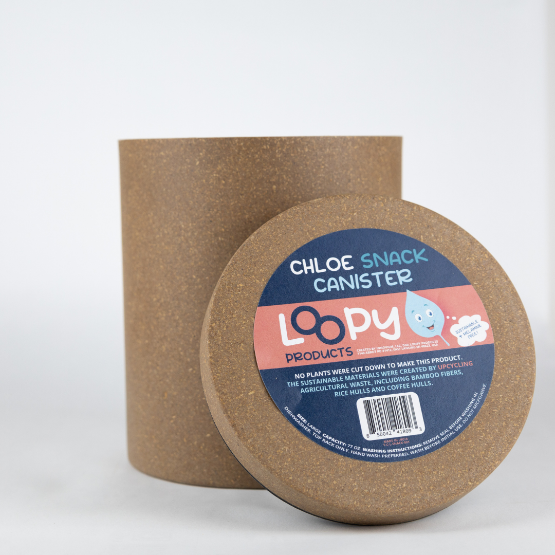 Loopy Products - Sustainable Bamboo Large Snack Canister Sand Color 77 Ounces