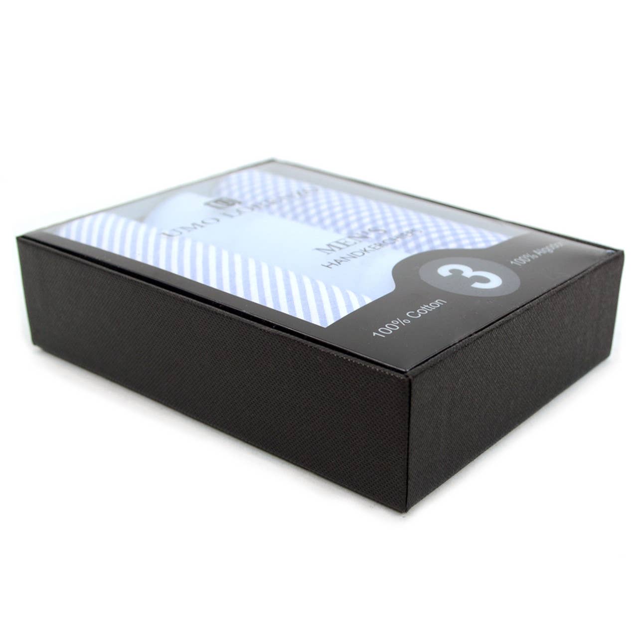 Men's Cotton Solid, Striped & Plaid Blue Handkerchiefs