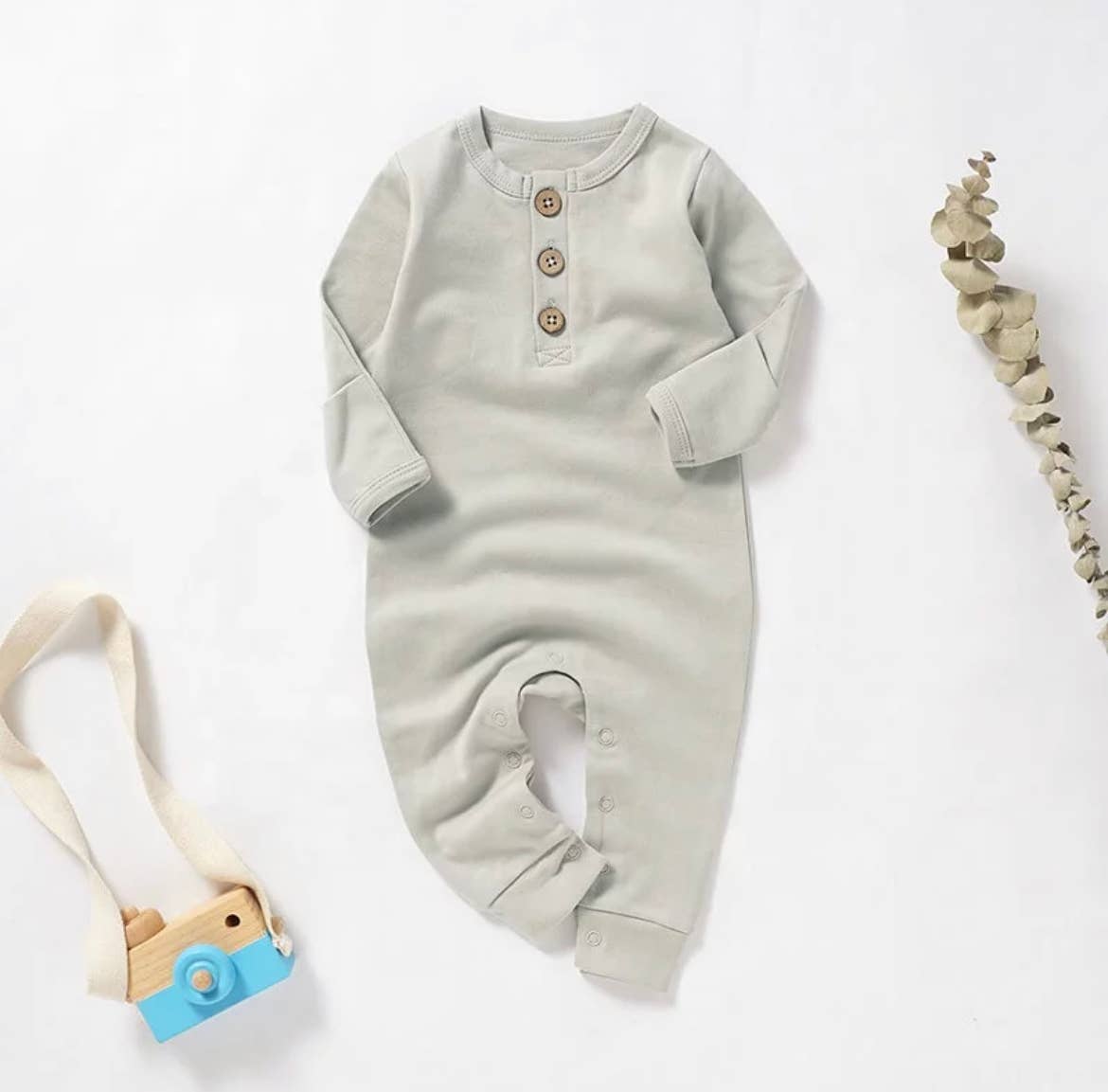 Boho + Babe - Organic Cotton Button Baby Romper