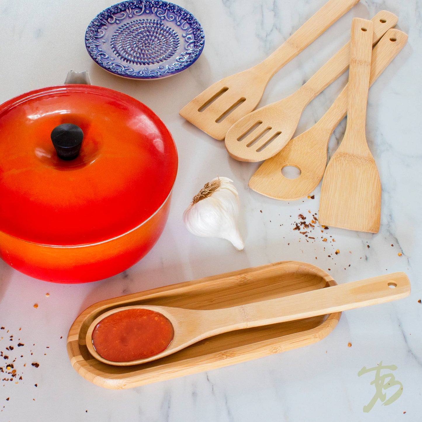 Totally Bamboo - 5-Piece Bamboo Cooking Utensil Set, Dishwasher Safe