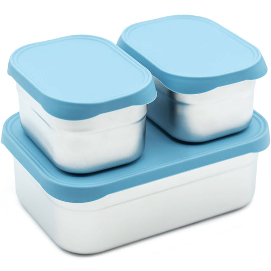 WeeSprout - Stainless Steel Bento Box Set with Silicone Lids – Set of 3