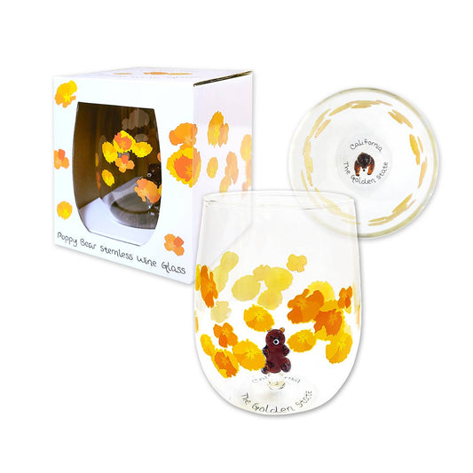 SF Mercantile - Poppy Bear Stemless Wine Glass