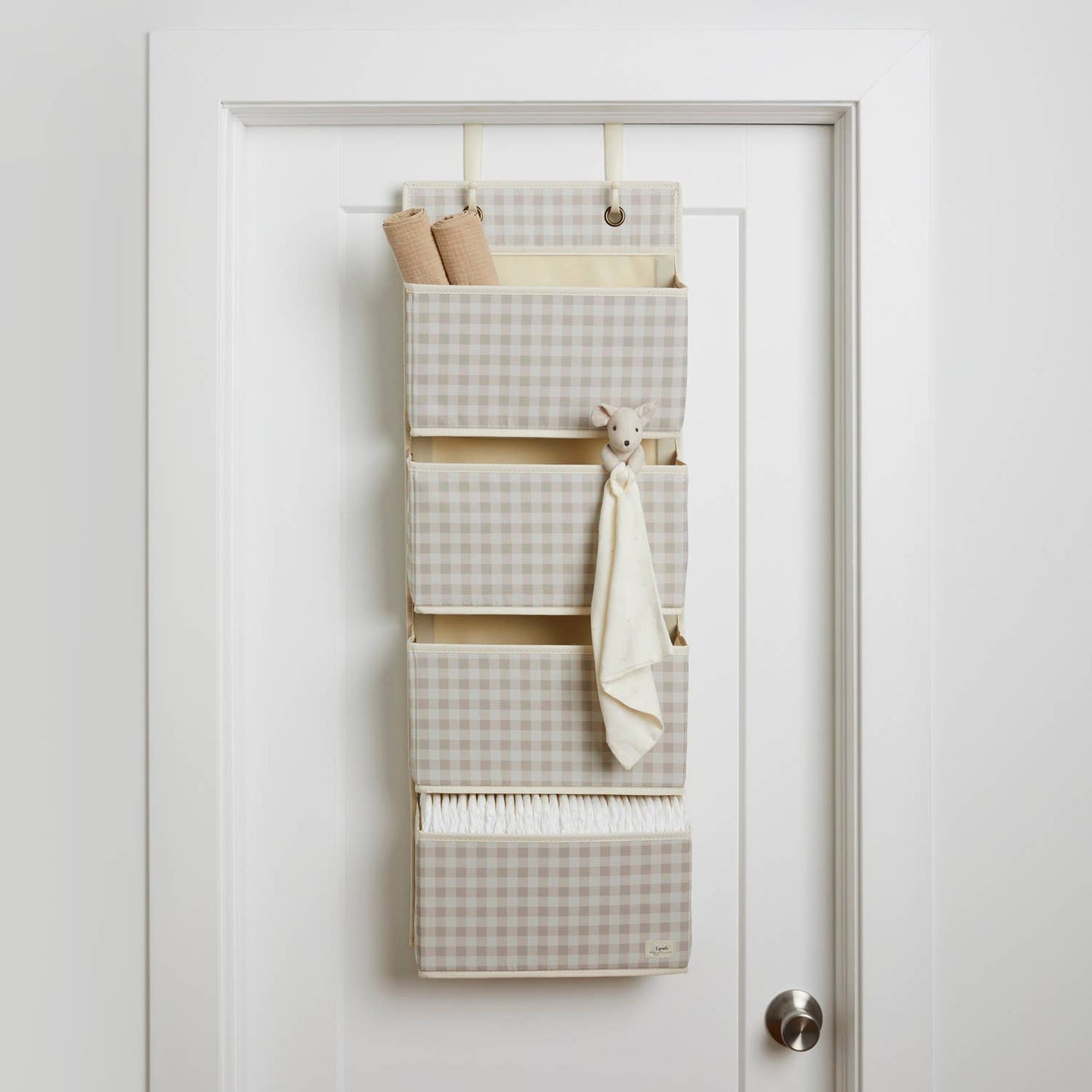 3 Sprouts - Recycled Fabric Over the Door Organizer for Nursery