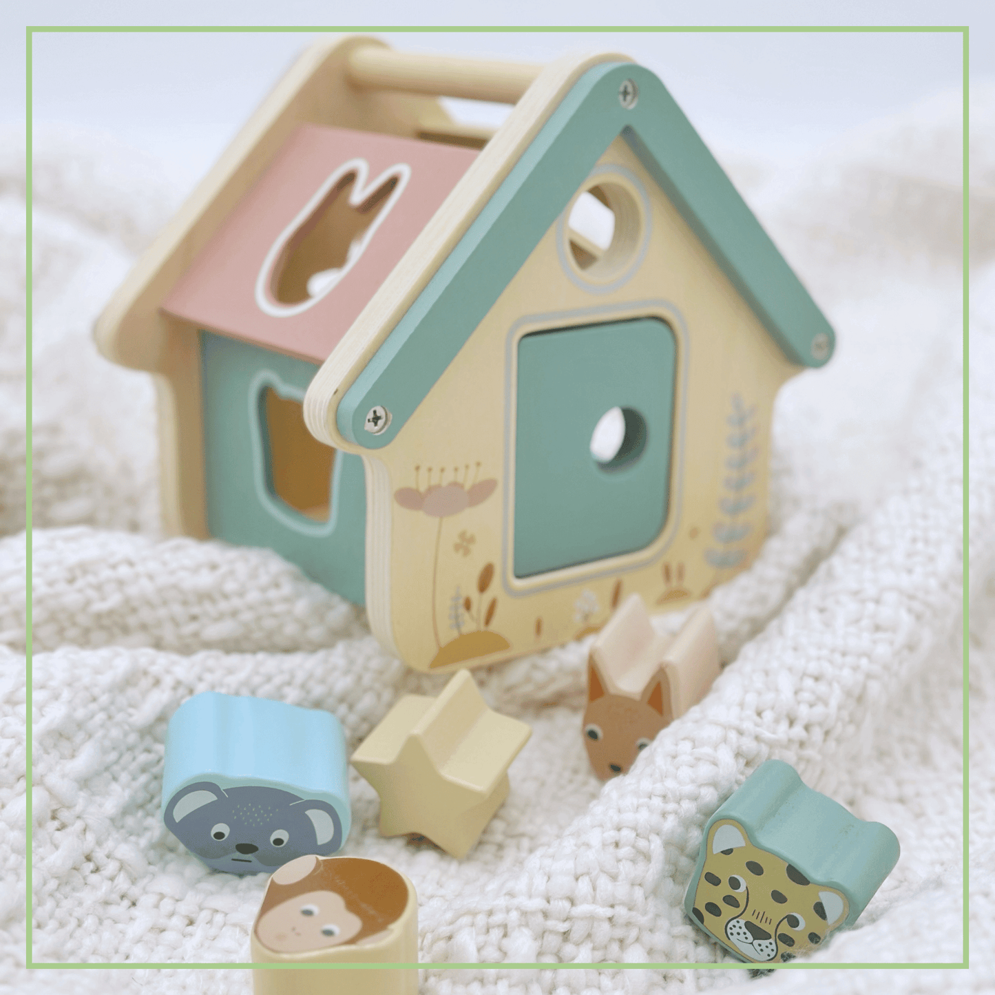 Wooden Shape Sorter & Sensory Block Learning Toy Ages 1-3