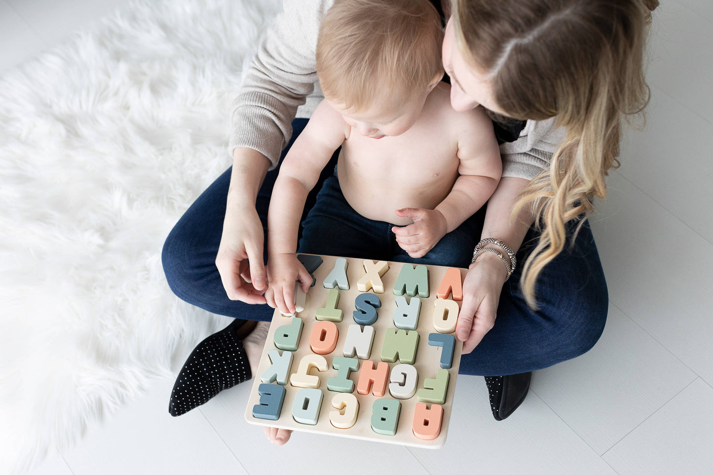 Pearhead - Wooden Alphabet Puzzle, Montessori Learning Toy