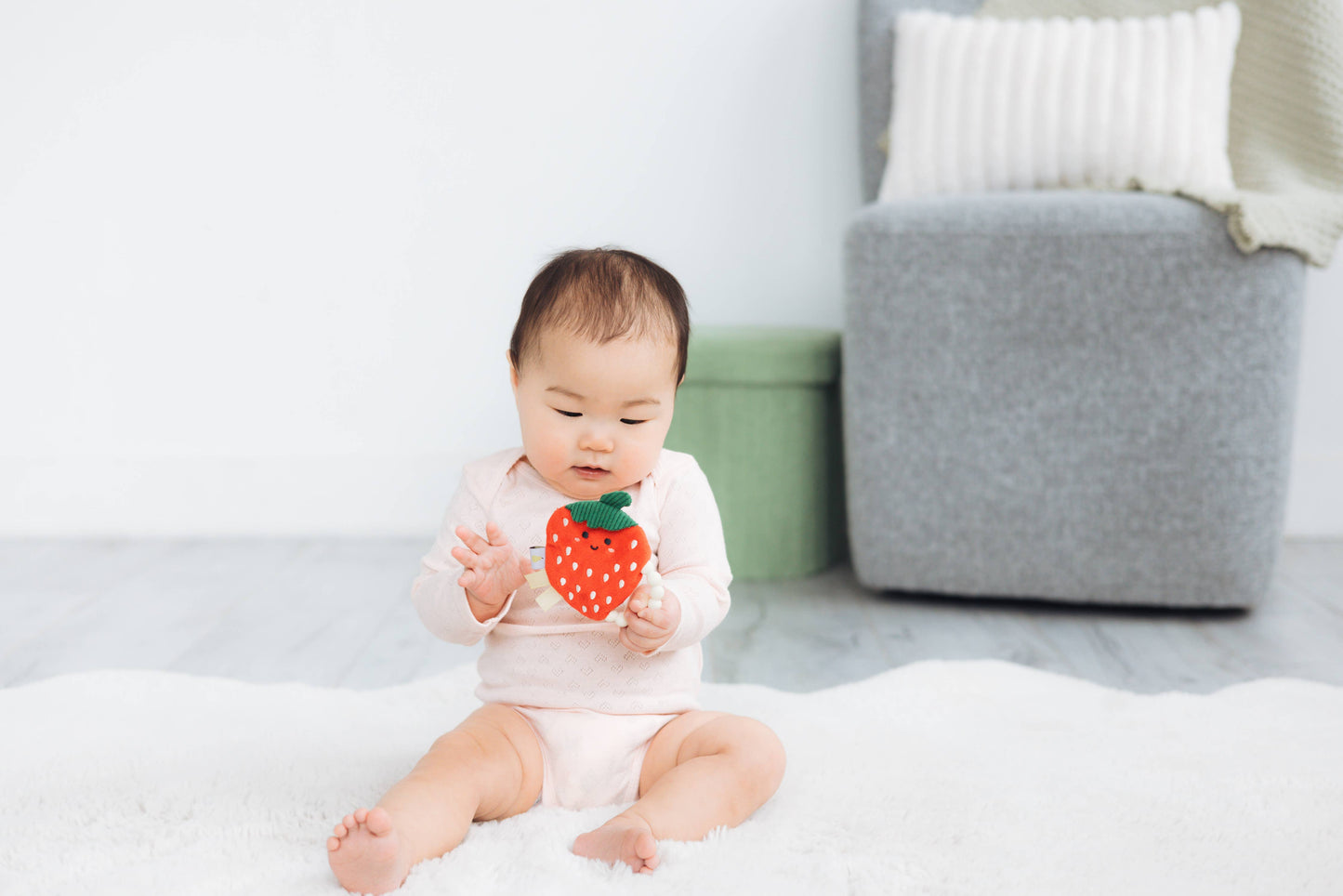 Pearhead - Strawberry Crinkle Baby Teether Toy