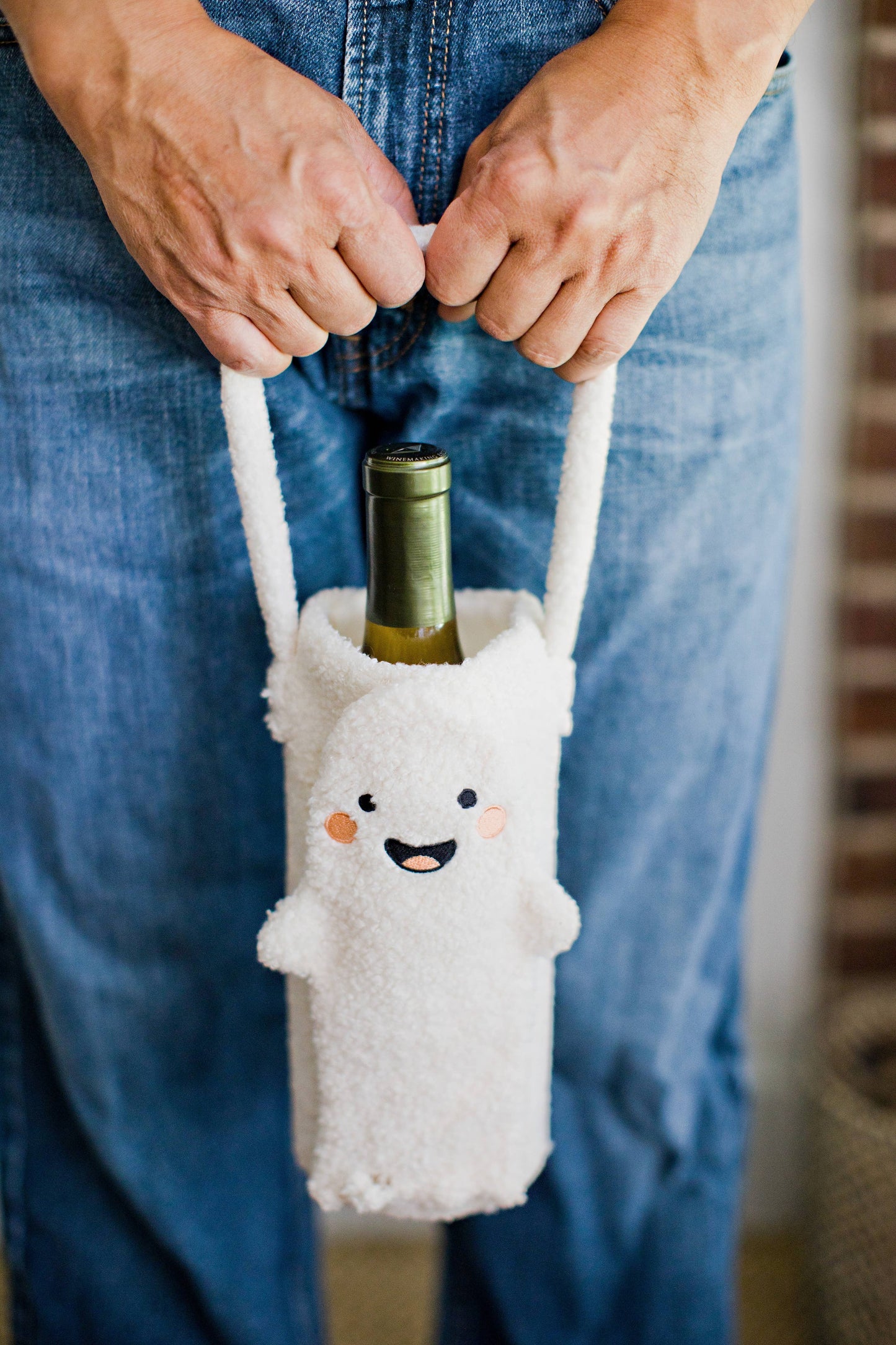 Pearhead - Ghost Sherpa Wine Bottle Gift Bag, Hostess Gift