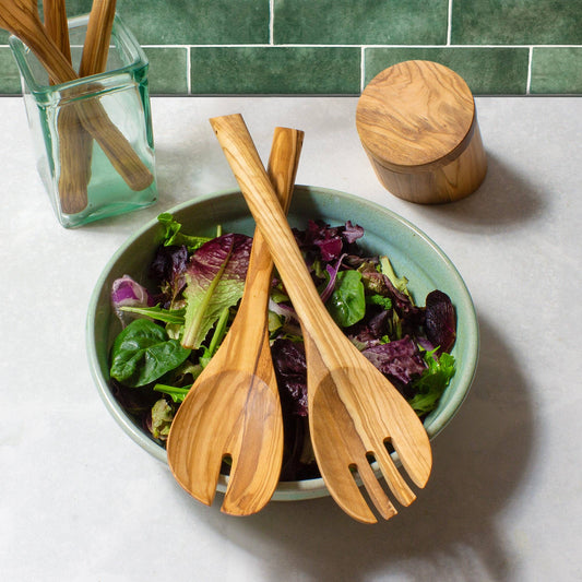 Totally Bamboo - Rock & Branch® Olive Wood Salad Serving Set