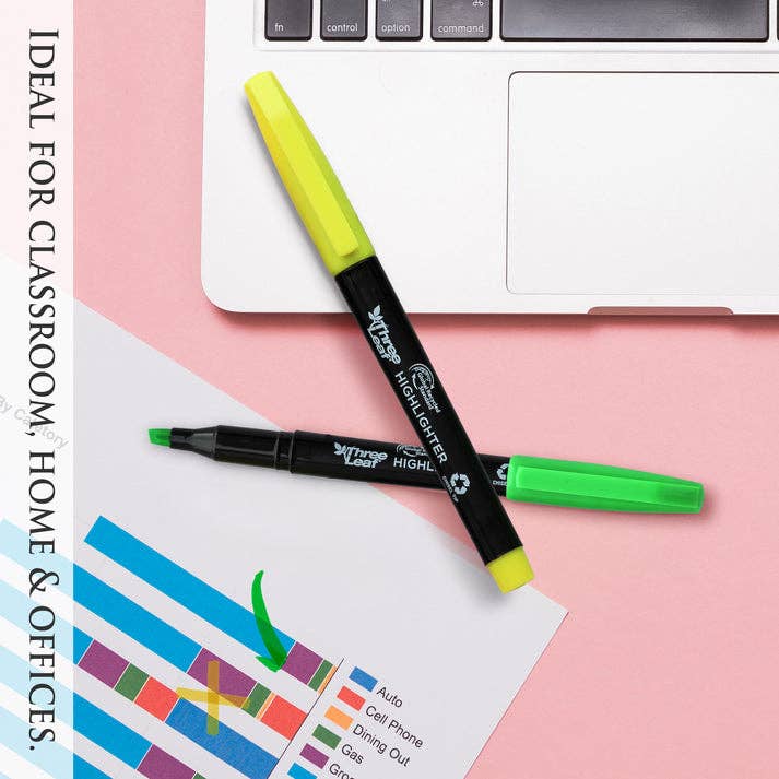 Three Leaf Highlighter 4 Ct.,Pack Of 72, Assorted Color