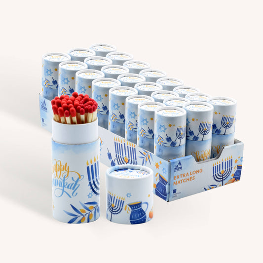 Ner Mitzvah - Extra Long Chanukah Matches - 40 Matches/Box - Blue Tube