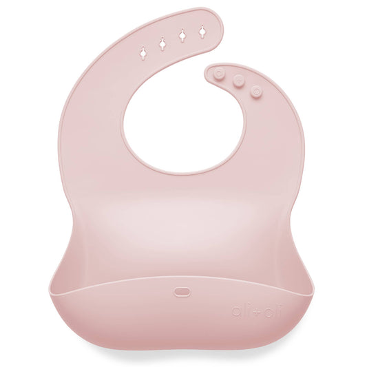 Ali+Oli - Silicone Baby Bib Roll Up & Stay Closed (True Pink)