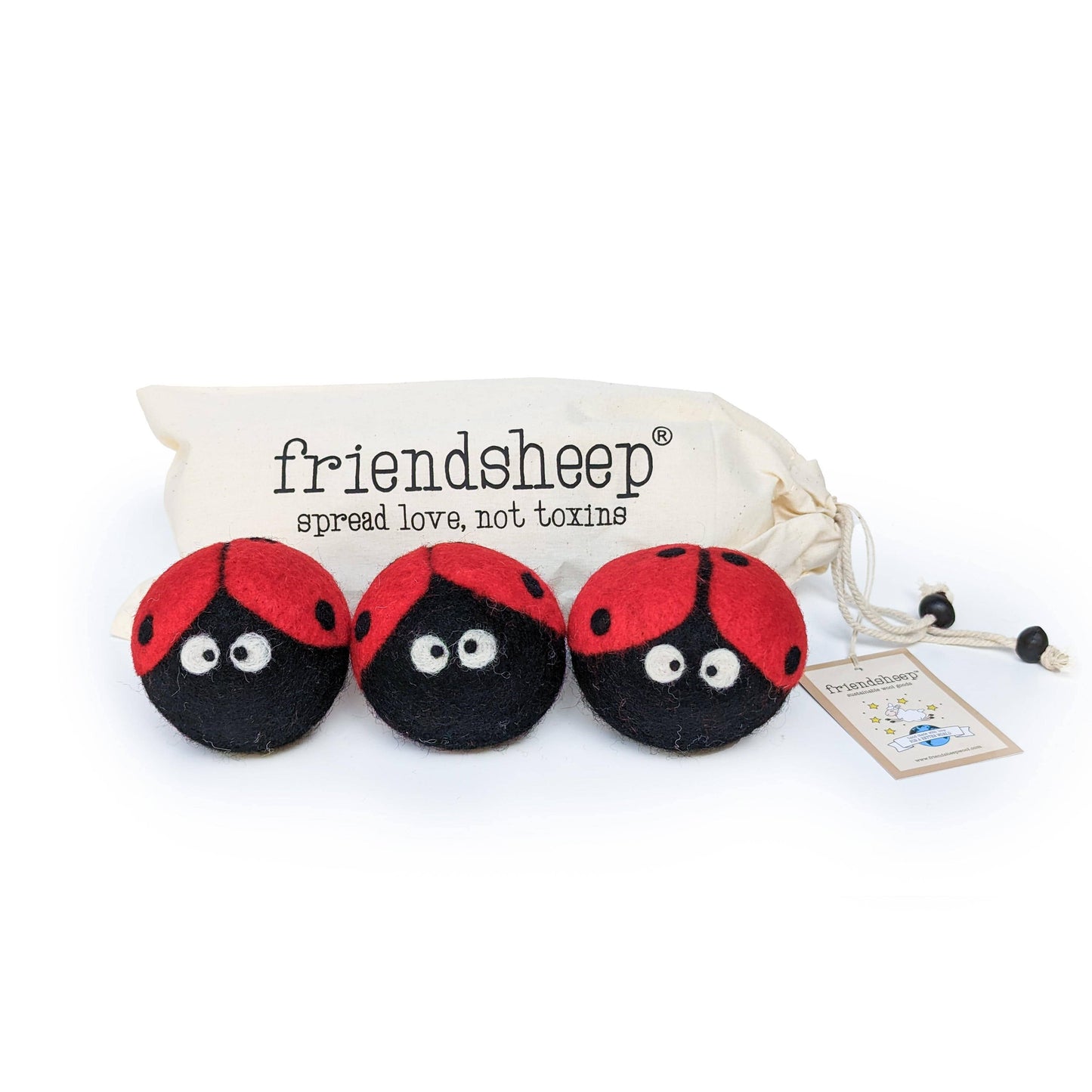 Friendsheep - Ladybug Trio Eco Wool Dryer Balls - Set of 3
