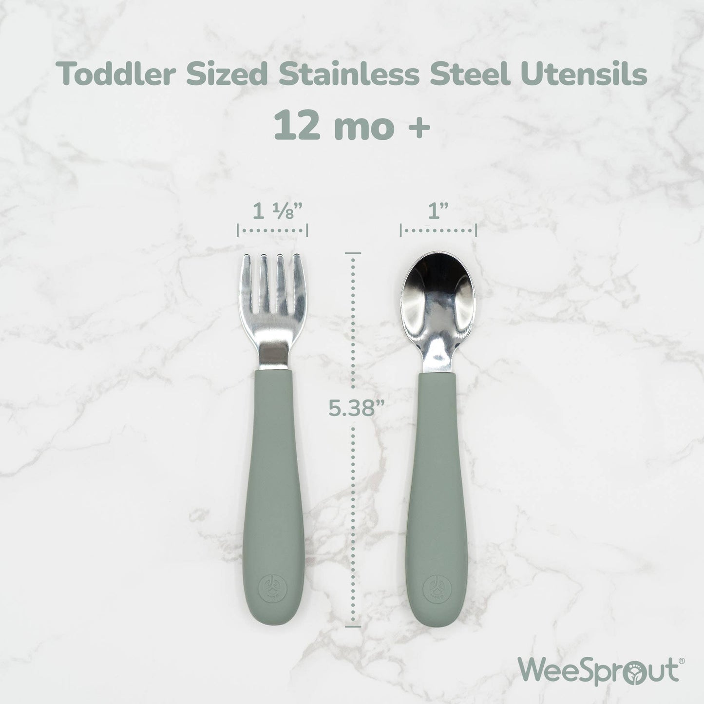 WeeSprout - Stainless Steel Toddler Fork & Spoon Set – 2 Piece