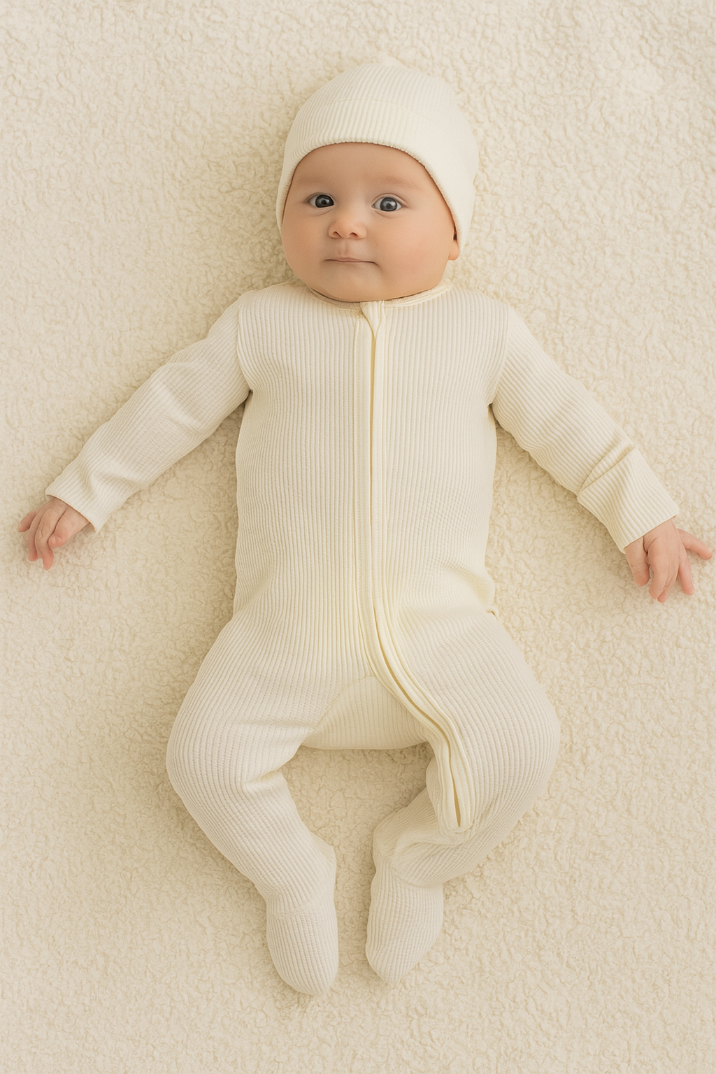 Ali+Oli - Baby Footie 2-Way Zipper – Organic Cotton Waffle Knit